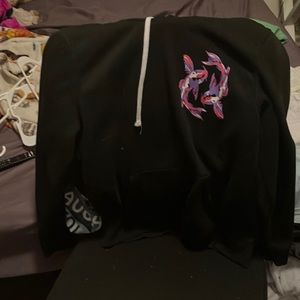 black japanese hoodie koi fish